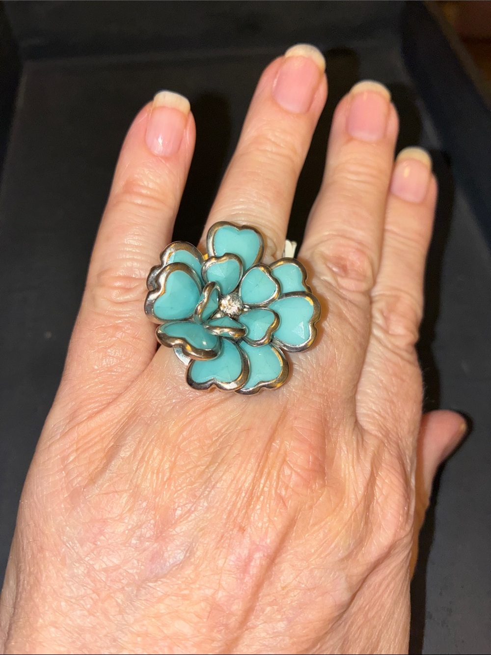 Turquoise Flower Statement Stretch Ring
